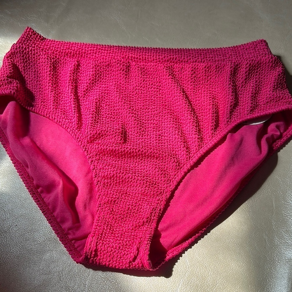 Decree Hot Pink Textured Bikini Bottom